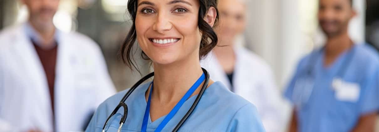 Smiling team of healthcare professionals