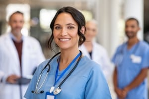 Smiling team of healthcare professionals